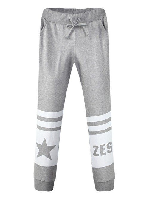 Pantalon de jogging imprimé étoiles avec poches et lien coulissant - Gris 30