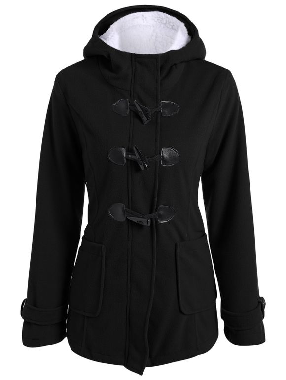 Zip Up Coat Toison Duffle Hooded - Noir 2XL