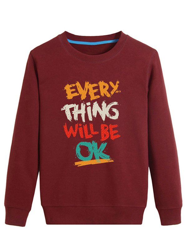 

Color Block Graphic Printed Long Sleeve Sweatshirt, Wine red