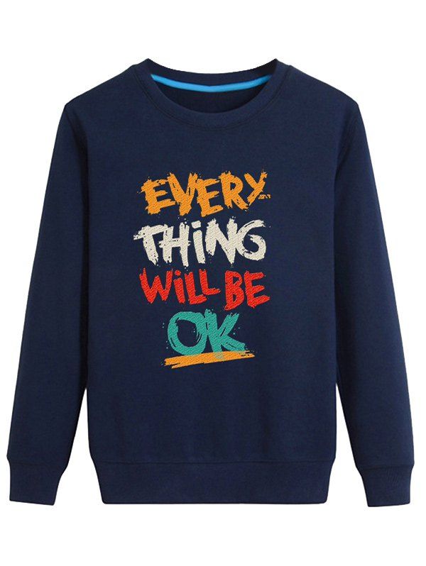

Color Block Graphic Printed Long Sleeve Sweatshirt, Cadetblue