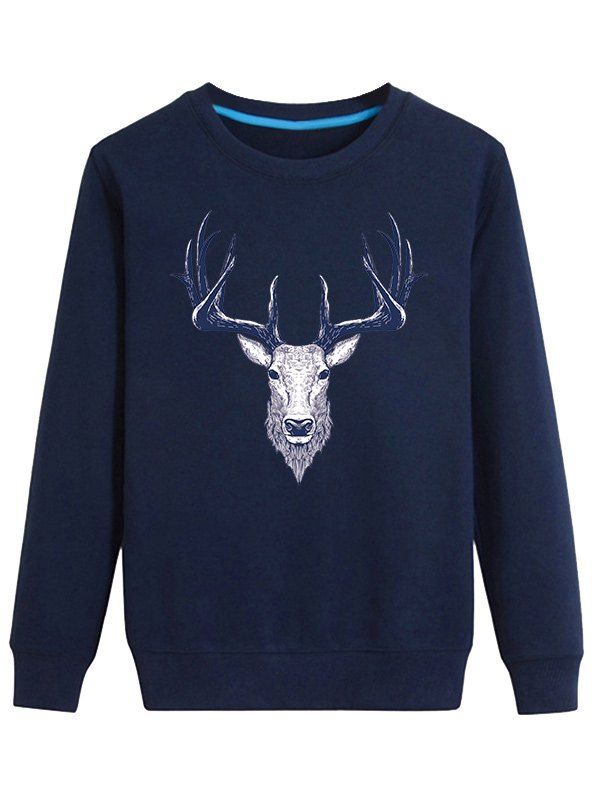 

Elk Print Long Sleeve Sweatshirt, Cadetblue