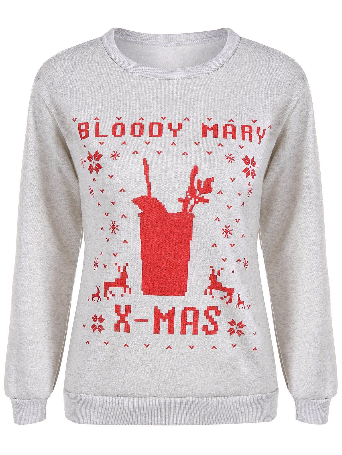 

Pullover Christmas Print Sweatshirt, Light gray