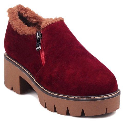 

Platform Zip Suede Ankle Boots, Wine red