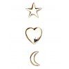 Ensemble de 3 pièces broche forme étoile lune et coeur - d'or 