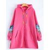 Manteau à capuche zippé avec poches imprimé papillons - Rose Rouge XL
