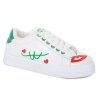 Chaussures de sport imprimées coeurs en couleurs unies à lacets - Vert 38