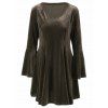 Robe Cocktail Patineuse en Velours à Manches Évasées - Bronze XL