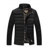 Blouson zippé en matelassé à boutons et col roulé - Noir L