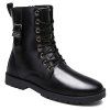 PU Leather Eyelet Buckle Strap Combat Boots - BLACK 43