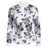T-shirt en dentelle à fleurs imprimées - Blanc 2XL