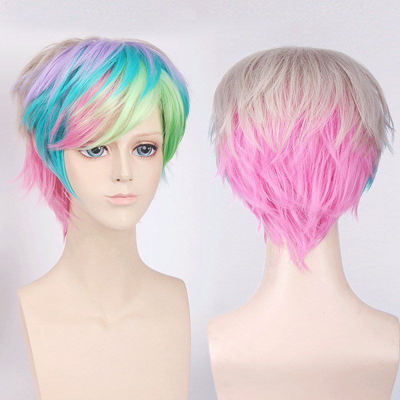 

Short Side Bang Fluffy Colorful Straight My Little Pony Cosplay Synthetic Wig