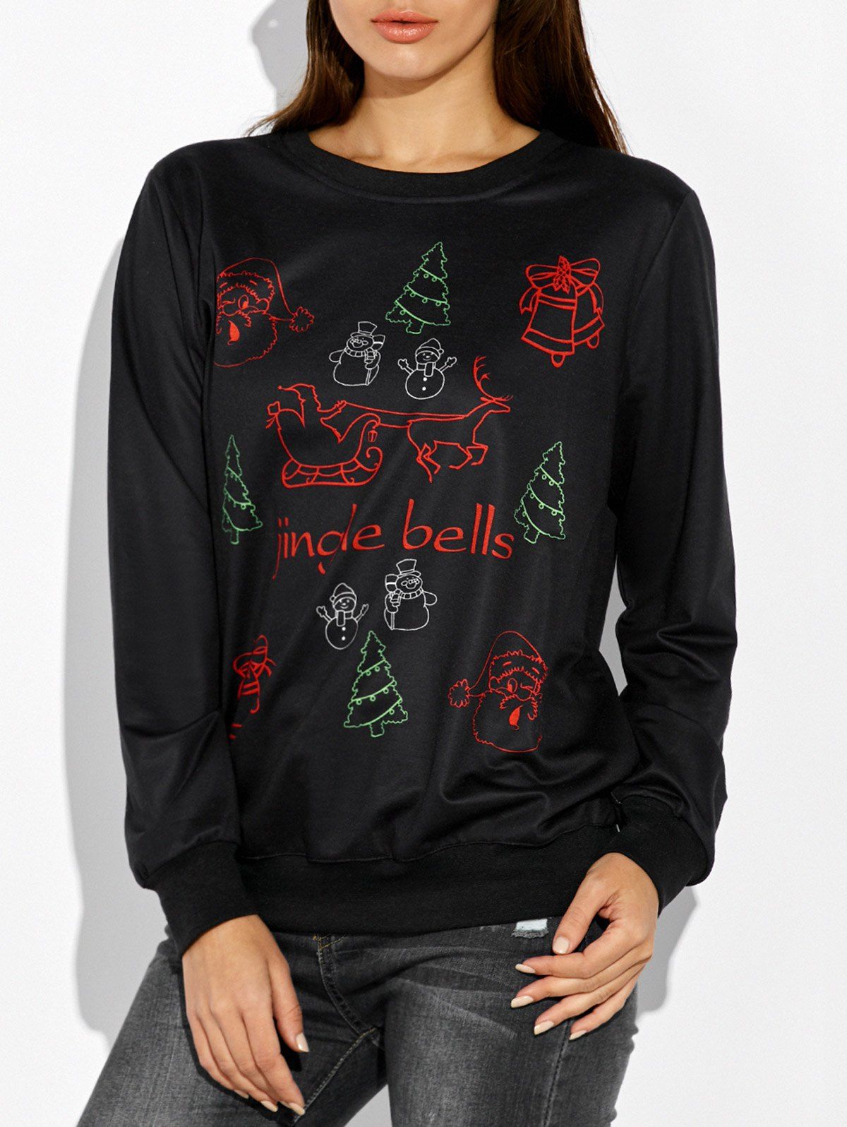 

Christmas Jingle Bells Graphic Sweatshirt, Black