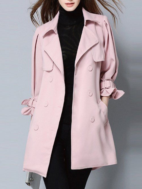 Double breasted ceinture poches Trench Coat - Rose S