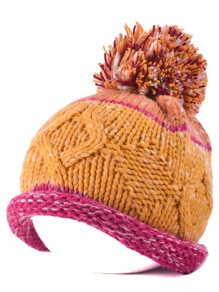 

Multi Color Knit Ball Rolled Edge Beanie, Cerise
