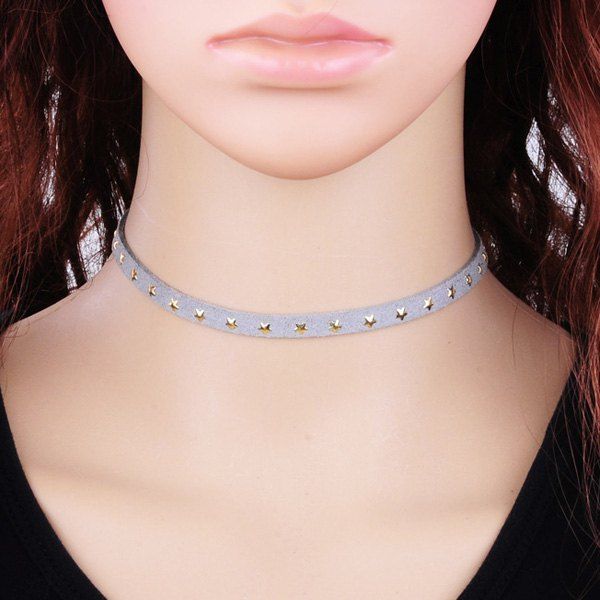 

Little Star Velvet Choker, Light gray