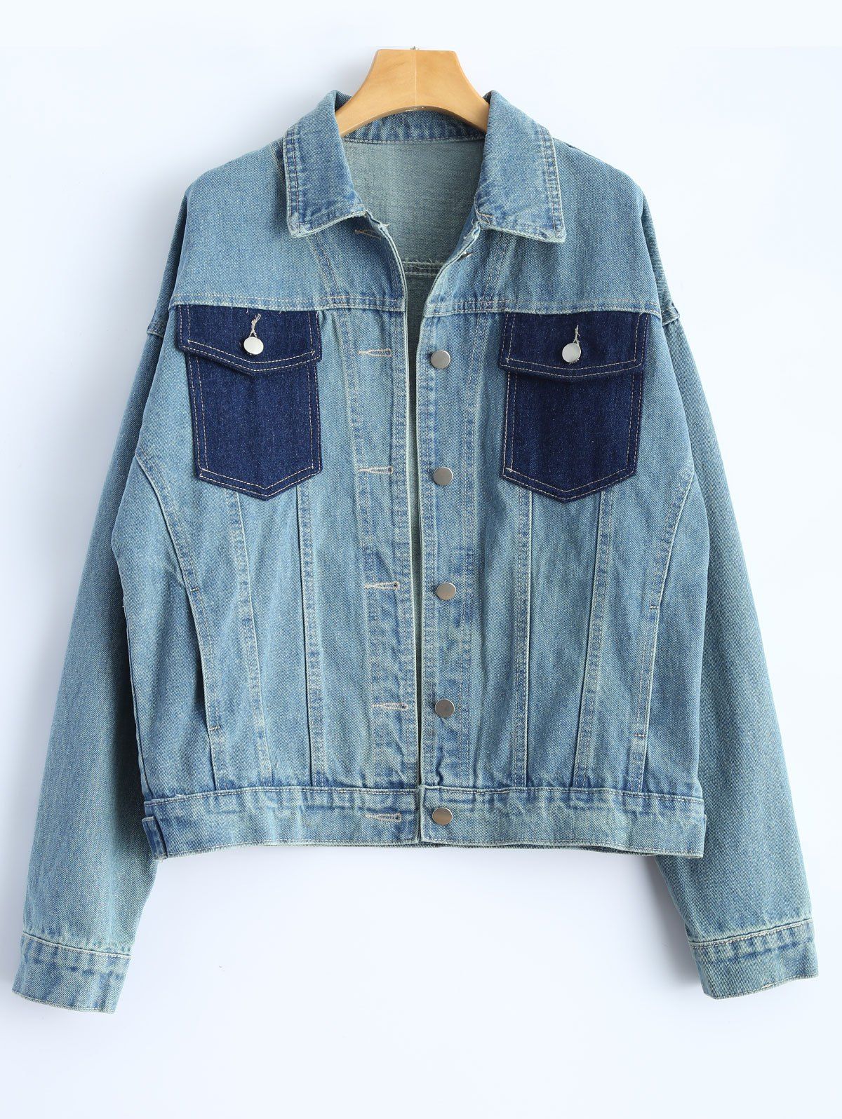 

Buttoned Pockets Denim Jacket, Blue