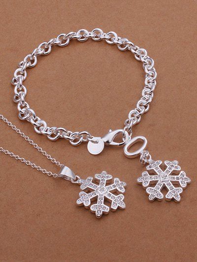 

Christmas Snowflake Necklace and Bracelet, Silver