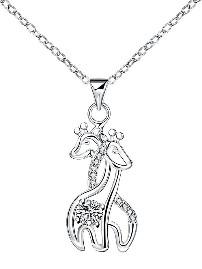 

Rhinestone Double Fawn Necklace, Silver