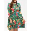 Plus Size Christmas Tree Print Party Dress - GREEN 4XL