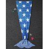 Couverture tricotée motif sirène imprimée étoiles - Bleu 