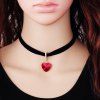 Collier choker pendentif strass coeur - Rouge 