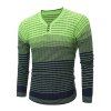 Sweat tricoté rayé dégradé à col V - Vert XL