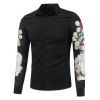 Chemise à manches longues avec impression d'opéra chinois en 3D - Noir L