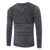 Sweat tricoté épissé graphique motif losanges à col V - gris foncé L