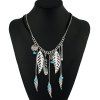 Bohemian artificielle collier en plume orné de perles turquoises - Argent 
