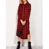 Robe-chemise à carreaux manches longues - Rouge L