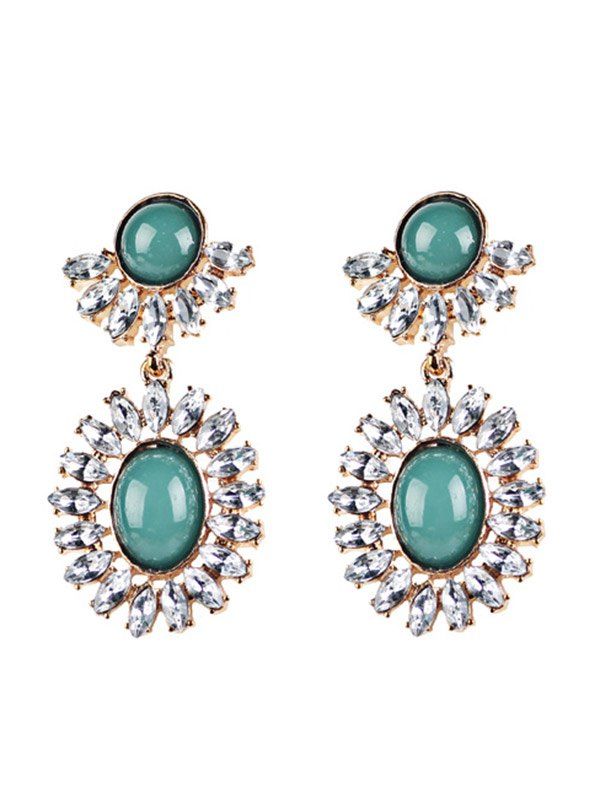 

Rhinestone Oval Drop Earrings, Green
