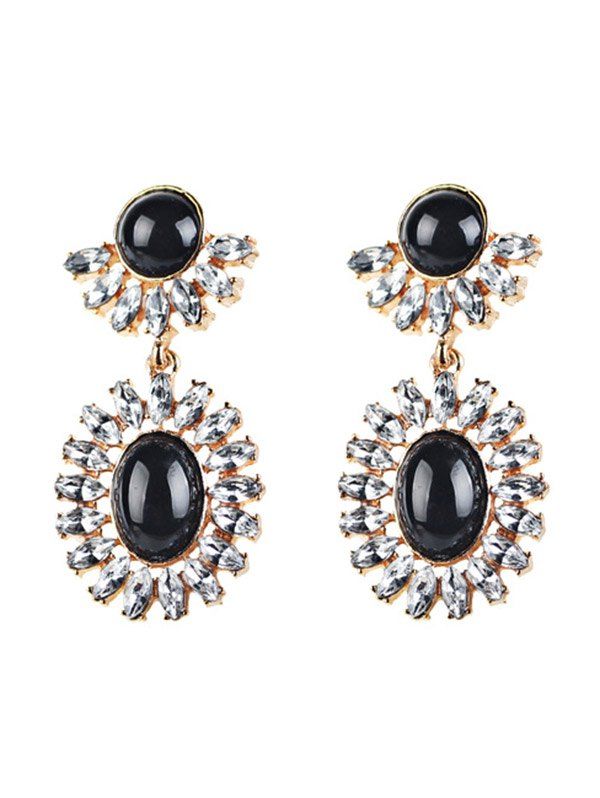 

Rhinestone Oval Drop Earrings, Black