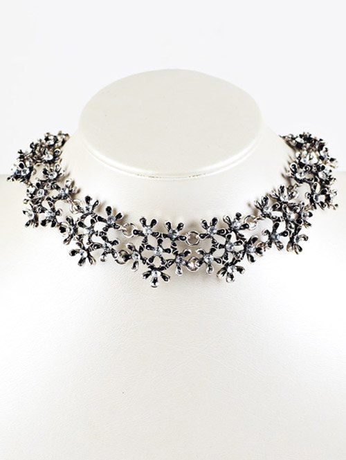 Strass Snowflake Collier Choker - Argent 