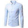 Button Up Chest Plaine Pocket Shirt - Bleu clair L