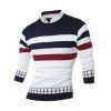 Shirt col Faux Twinset Color Block Stripe Spliced ​​Knitting Sweater - Cadetblue 2XL