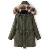 Col en fausse fourrure Quilted Parka - Vert Armée M