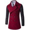 Manteau Eouble Dol Breasted Turndown PU-cuir Epissage - Rouge 2XL