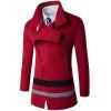 Manteau Rayé en Laine à Boutonnage Simple Oblique - Rouge 2XL