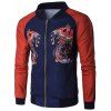 Zip Up Phoenix Imprimer Raglan Sleeve Jacket - Rouge M