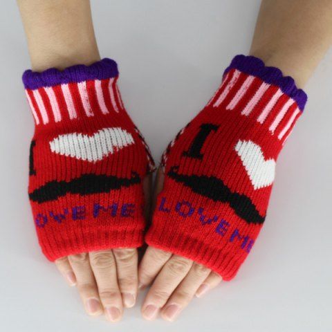 Beard Love Knitted Fingerless Gloves