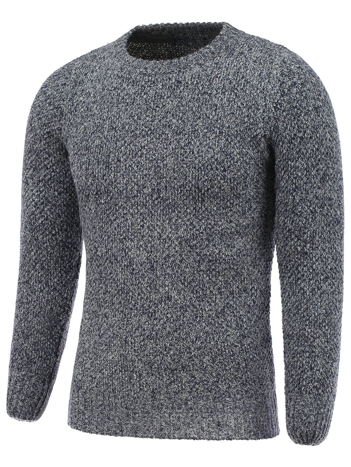 

Crew Neck Ribbed Knitted Heather Pullover Sweater, Gray
