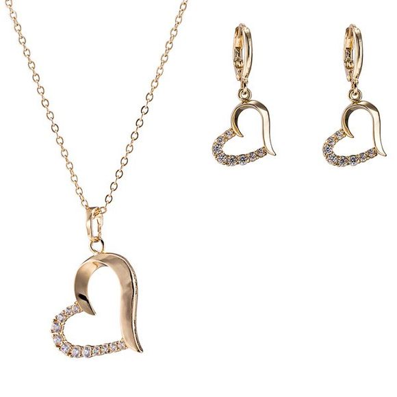 Collier Forme de Cœur avec Boucles d'Oreilles - d'or 