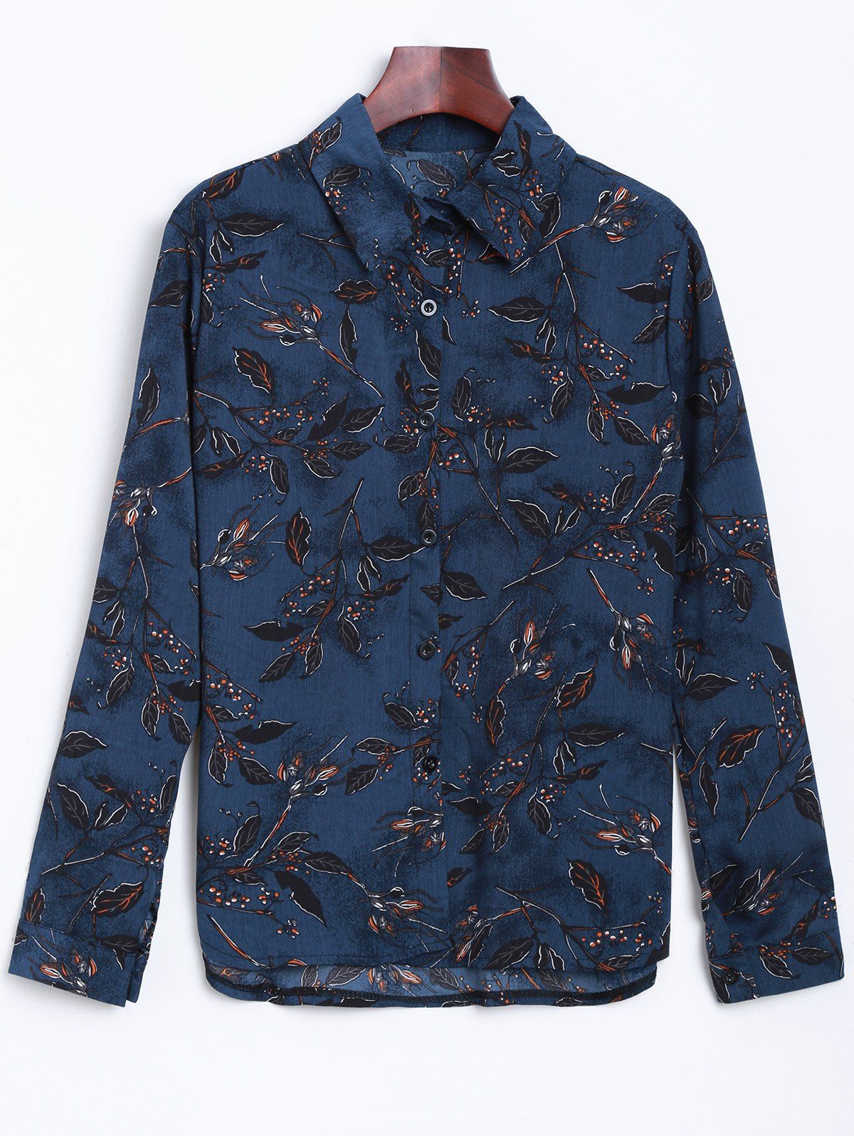 

Floral Printed Chiffon Shirt, Cadetblue