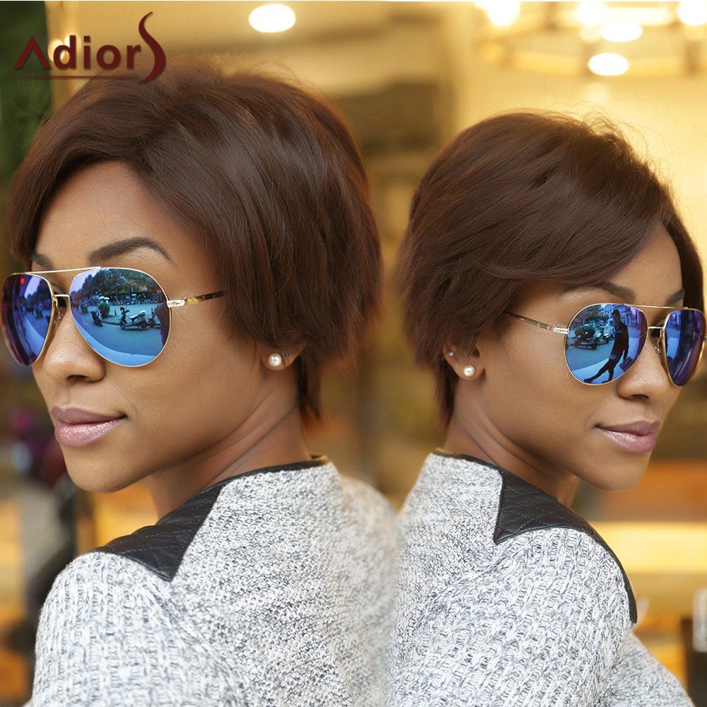 

Fluffy Adiors Short Straight Side Bang Synthetic Wig, Colormix