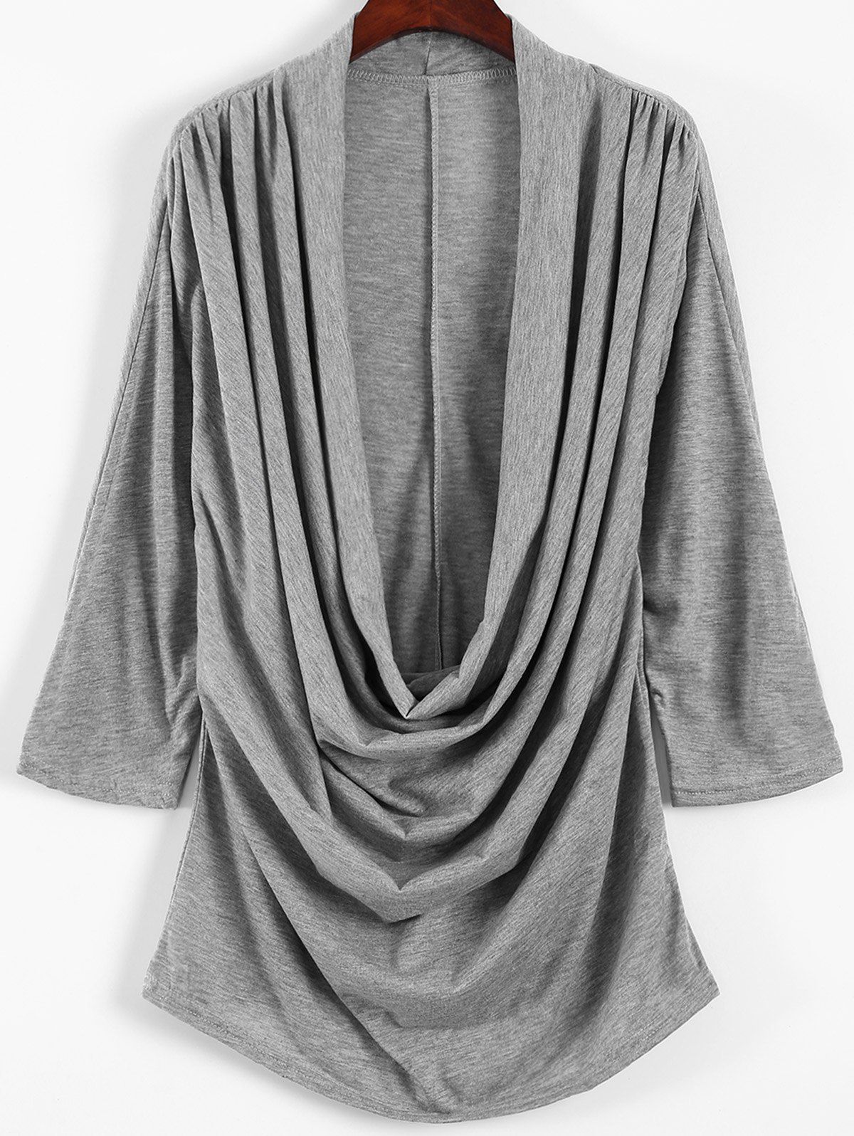 

Low Cut Cowl Neck T-Shirt, Gray