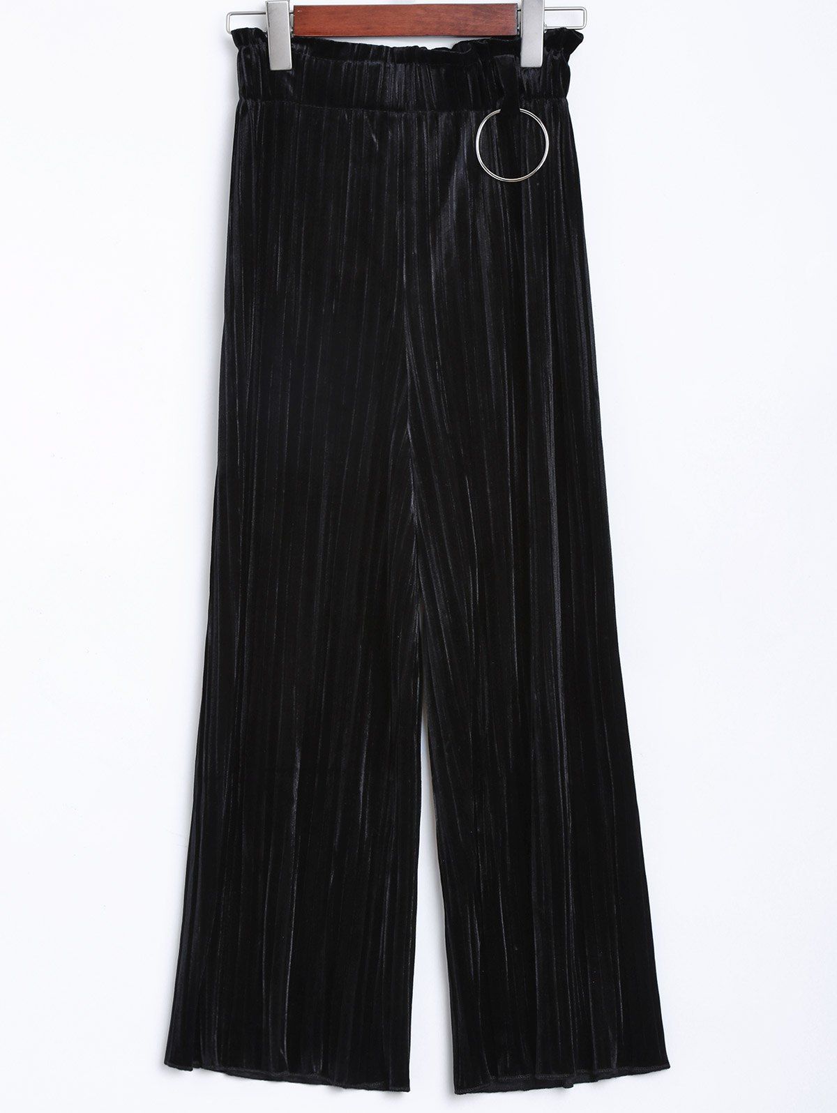 [41% OFF] 2021 Vintage Velvet Wide Leg Pants In BLACK | DressLily