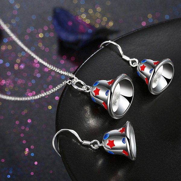 

Enamel Christmas Bell Jewelry Set, Silver