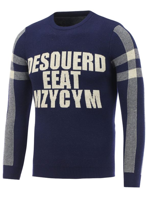 Jacquard Pull tricoté à encolure ronde - Cadetblue XL