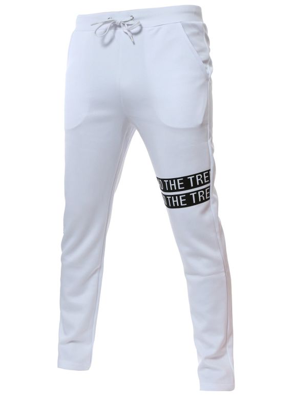 Mid Rise Pocket Drawstring Pants - Blanc M