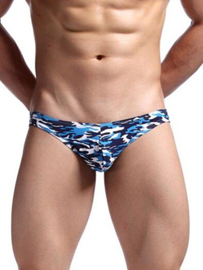 

U Contour Pouch Low Rise Camouflage Briefs, Blue